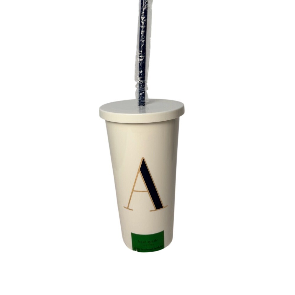 Kate‎ Spade White Tumbler with Gold and Blue Accents